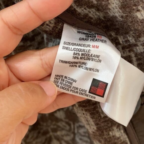 Woolrich Women Gray Aztec Heather Wool Knit Blanket Cardigan Coat Size Medium - Picture 6 of 10